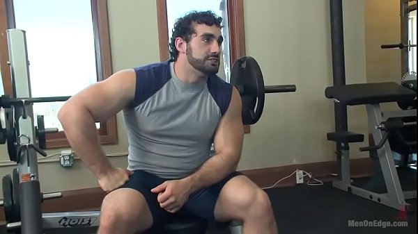 Loudmouth bodybuilder with a fat cock gets edged against his will