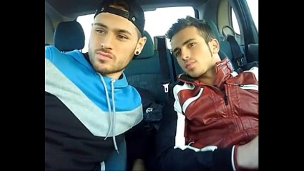 Cute guys sucking and kissing in the car